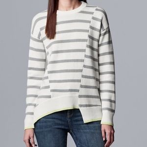 Simply Vera Vera wang L striped sweater with neon accent